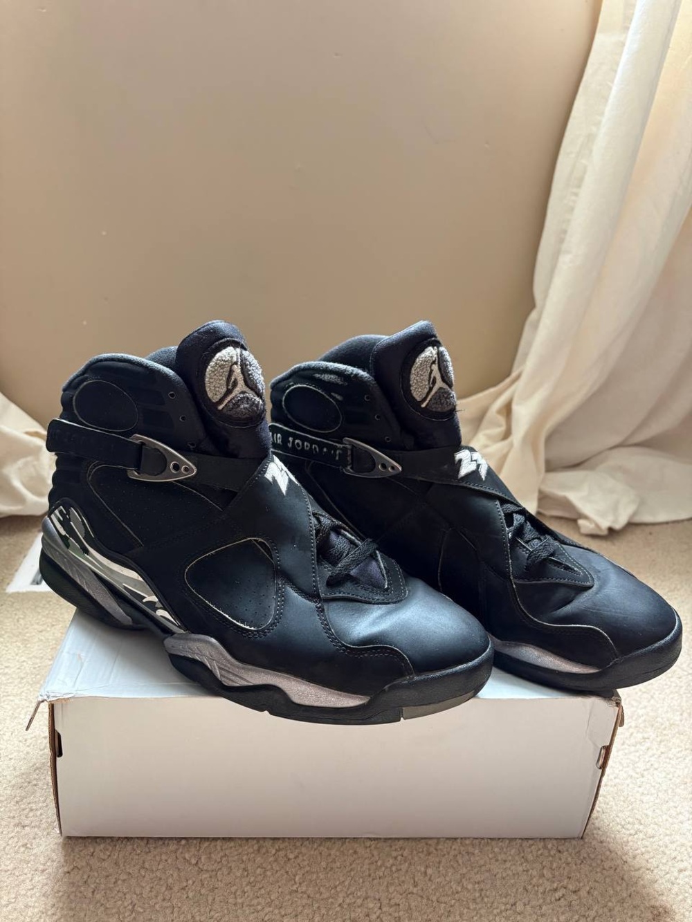 Jordan Men's Black and Silver High-Top Basketball Sneakers